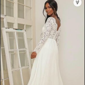 Lulus Forever Starts Tonight White Lace Long Sleeve Maxi Dress